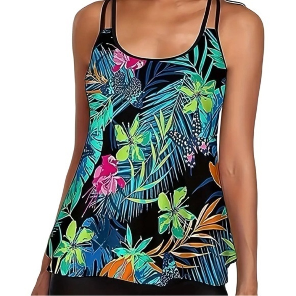 2 piece tropical tankini plus size